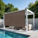 HENG FENG Outdoor Roller Shade 7' W x 8' H, 95% UV Block Cordless with Splicing Design Exterior Patio Shades with Wand for Porch & Gazebo, UV Block & Weather Resistant Mocha