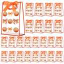 Sunnymove Clear Plastic Gift Bags with Die Cut Handles 10.2 x 7.1 x 3.1 Inch Reusable Clear Goodie Snack Gift Bags with Ribbon Sport Team Party Supplies for Women(24 Pcs,Basketball Bow)