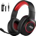 AOC Bluetooth Gaming Headset with Mic for PC, PS5/4, Nintendo Switch, 2.4GHz Wireless Gaming Headphones with RGB, USB-C, 7.1 Virtual Surround 20ms, Latency, 45H Playtime- Red