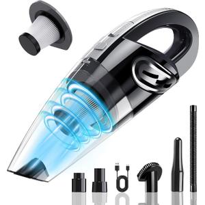 Handheld Vacuum Cordless, 15000Pa Powerful Car Vacuum Cleaner - 7800mAh Rechargeable Portable Mini Vacuum with 70000RPM Motor, 5 Nozzles, Low Noise, Washable Filter, for Car, Home, Office, Pet