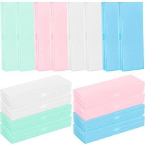 Fainne 24 Pcs Plastic Pencil Case Bulk Pencil Boxes Plastic Stationery Case Frosted Pen Box Pen Holder with Hinged Lid Snap Closure for Office Supply(7.68 x 2.6 x 1.18 Inch,Multicolor)