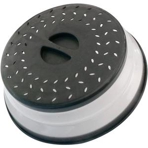 Collapsible Microwave Splatter Cover, 10.5 Inch, Dishwasher-safe, Microwave Plate Cover With Steam Vent BPA-Free Silicone & Plastic(black)