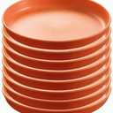 8 Pack Orange 6 inch Unbreakable Plastic Plates Reusable Plate Set - Dishwasher & Microwave Safe - Wheats Straw Perfect for Dinner Dishes Salad Pasta Safe Healthy Dinner Plates Kit