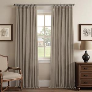 Taupe Curtains 84 Inch Length for Living Room 2 Panels Back Tab Pinch Pleat Burlap Drapes Flax Linen Cotton Textured Semi Sheer Dark Brown Pleated Curtain for Bedroom Earth Primitive Farmhouse 84 Long, 40"W x 84"L