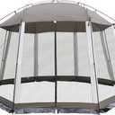 HYPER VENTURE Screen House 13x13 Feet Octagonal Mesh Canopy Camping Gazebo Shelter Tent for 8-10 People Outdoor Party Activities, Grey