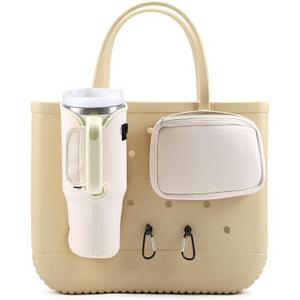 4PCS Organizer Holder for Bogg Bag, Accessories for Bogg Bags, Phone & Cup Holder compatible with Bogg Bag Original, Bag is not included (Cream)