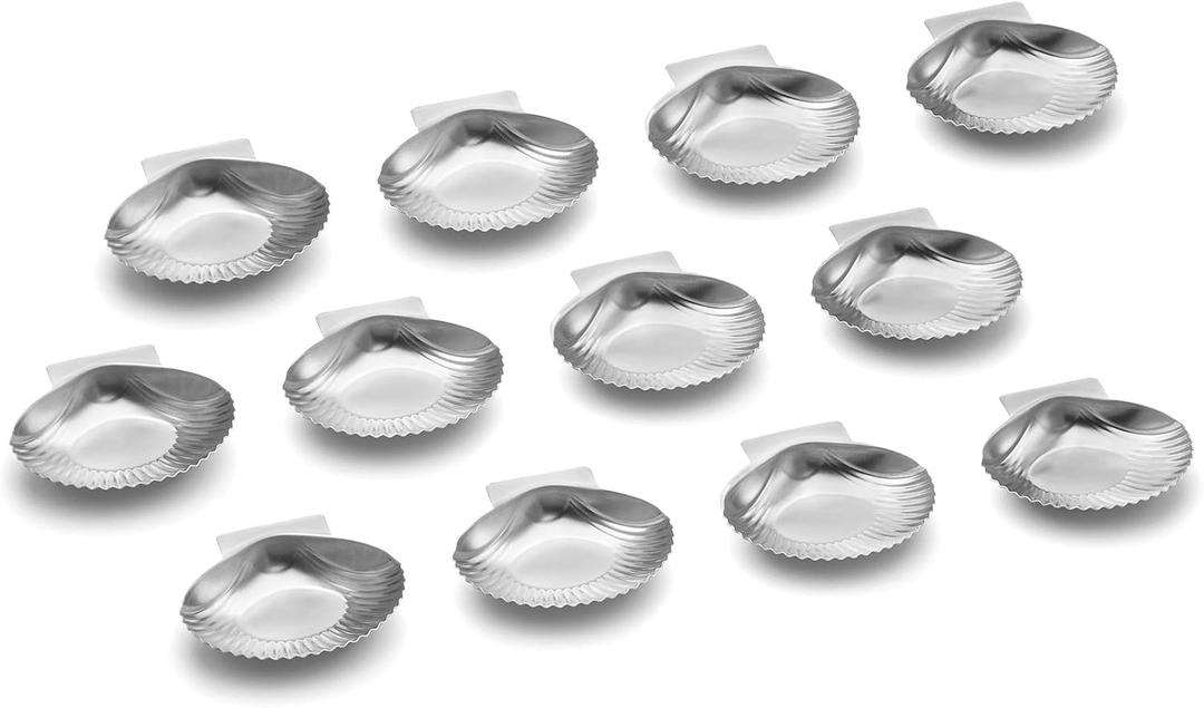Outset Grillable Shells, All Purpose Grillable Stainless Steel Sea Shells, Set of 12