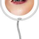Flexible 15X Magnifying Suction Mirror - Dimmable LED Vanity Mirror, Power Suction Cup, Portable for Home Bathroom - Ideal for Detailed Makeup Eyeshadow Eyeliner (Large)