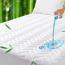 Unilibra Full Size Waterproof Mattress Pad Rayon Made from Bamboo, Quilted Breathable Mattress Protector, 6''-19'' Deep Pocket Fitted Mattress Cover White