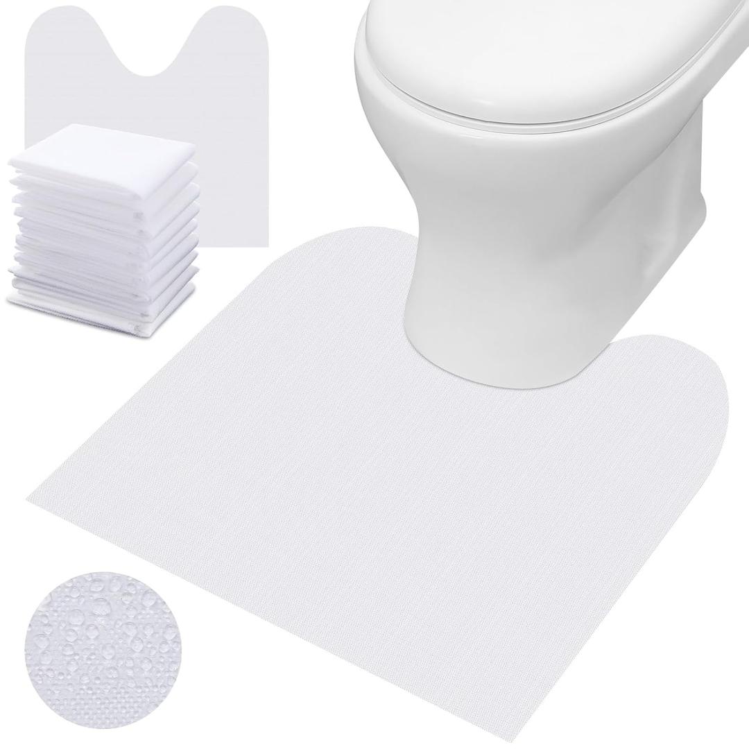 Drydiet 25 Pieces Disposable Toilet Mats 24 x 24 Inches Toilet Floor Protector from Urine Absorbent Non-Slip White Mat Base U Shaped Potty Cover Conceal Stains for Children Adult