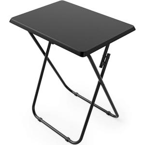 HUANUO Folding TV Tray Table -Stable Tray Table with No Assembly Required, TV Dinner Tray for Eating, Foldable Snack Tables for Bed & Sofa (Black) 4 Pack