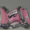 PHOEPET No Pull Dog Harness, Unique Colors Reflective Adjustable Dog Vest, with Soft Training Handle Metal Clips for Small Dogs (Baby Pink Base & Grey Straps,S)