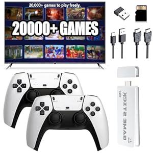 2026 Retro Game Console Game Stick with 20000+ Classic Games - Dual Controllers, Plug & Play, 2 Players, HDMI Output, Family Entertainment System (Pro)