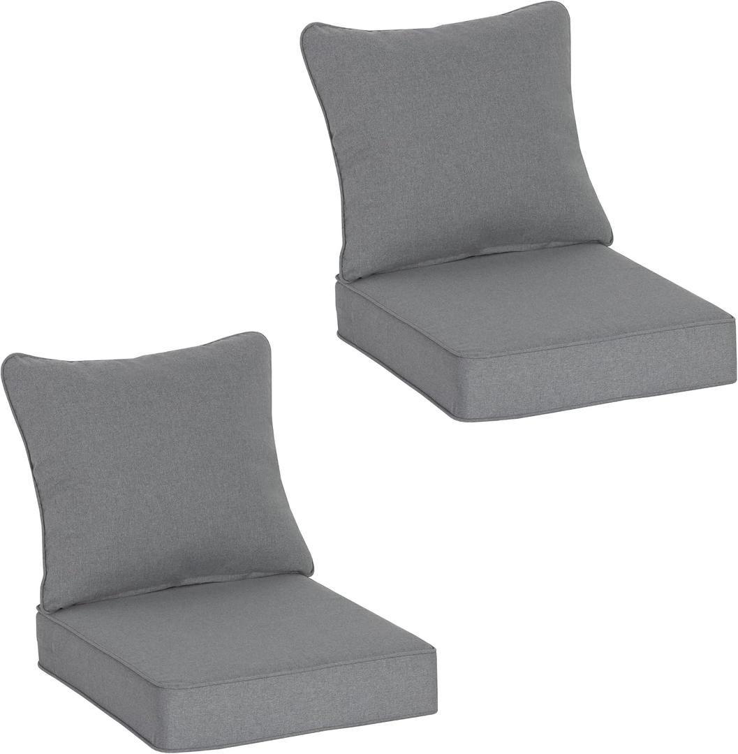 COZYVIDA Outdoor Deep Seat Cushion Set of 2, 24"x24"x5" Seat & 25"x22.5" Back, C0 Water-Resistant, UV-Resistant 1000+ Hrs, 30D Foam with Recycled Fiber Fill,Boho Paisley,Light Grey