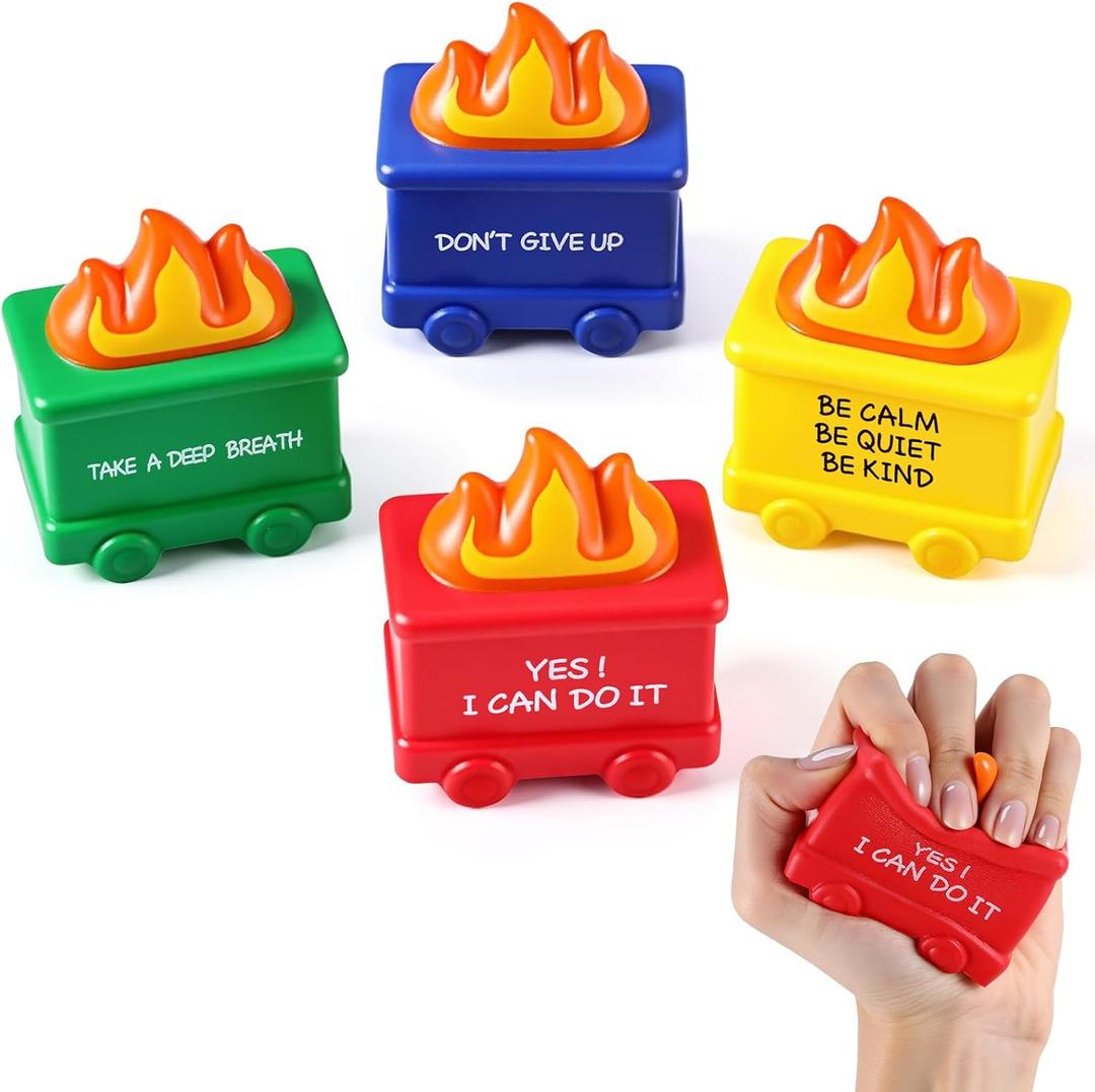 Shappy 4 Pcs Dumpster Stress Relief Balls Dumpster Anxiety Relief Gift PU Stress Balls for Adults Therapy Fidget Appreciation Gifts for Office Coworker (Colorful, Motivational)