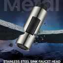 Metal Kitchen Faucet Head Replacement, 2-Mode Pull Down Kitchen Faucet Spray Head with 15 Adapters, High Pressure Sink Sprayer Nozzle Stainless Steel, Brushed Nickel