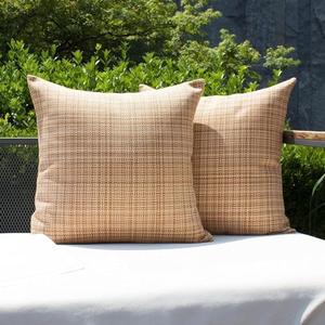 Kevin Textile Throw Pillow Cover Outdoor Waterproof Decorative Square Cushion Covers Water Resistant Pillowcase Shell for Couch Tent Park Pack of 2 (16 x 16 Beige)