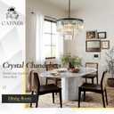 CATINER Black Crystal Chandeliers, 20” Modern Chandeliers for Dining Room 3 Tiers 7 Lights Luxury K9 Crystal Ceiling Pendant Round Light Fixture for Foyer Kitchen Bedroom Closet