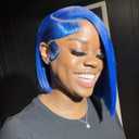 13x6 Blue Bob Wig Human Hair Short Straight Lace Front Wig Pre Plucked 180 Density Transparent Lace Frontal Colored Wigs for Women 10 Inch