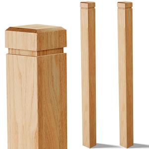 2 Pcs 3.5 x 48 inch Solid Red Oak Stair Newel Post with a Single Groove Notched Wood Balusters for Staircase Interior Railing Newels for Stair Handrails