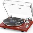 Record Player Turntables for Vinyl Record Belt-Drive Wireless Output Connectivity Phono RCA Line USB Digital to PC Recording MM Audio AT-3600L Cartridge Stylus Adjust Counterweight Classic Piano Red