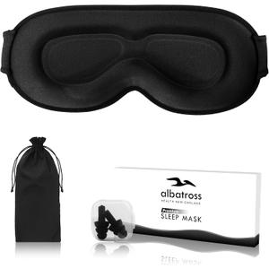 Sleep Eye Mask for Men Women, Sleeping Mask for Side Sleeper, Travel Blackout Night Blindfold Eye Shade Cover with Adjustable Strap (Black-Side Sleeper) (Ebony)