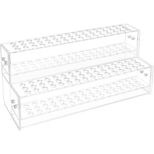96-Slots Acrylic Pen Holder,2-Tier Pen Display Stand for Craft Shows,12mm Beadable Pens Stand Paint Brush Holder Pencil Organizer Makeup Brush Rack Art Brush Organizer for School Classroom Supplies