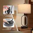 NITOWOLF 23" Bedside Lamps Set of 2, Farmhouse 3-Way Dimmable Touch Lamps for Nightstand, Built-in Night Light Bedside Table Lamp with USB A+C Ports, Black Table Lamp, LED Bulbs Included