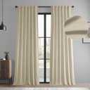 HPD Half Price Drapes Basic Deluxe Velvet Room Darkening Curtains with Rod Pocket - 2 Panels Set - Window Curtains for Living Room & Curtains for Bedroom, 50W X 84L, Light Ivory