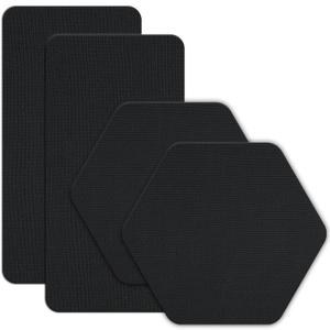 GEAR AID Tenacious Tape Gore-TEX Fabric Patches for Waterproof Jacket & Rain Gear Repair, Black, 2.5 x 2.8 Hex & 2.5 x 4 Rectangle, 4 Patches