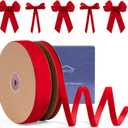 Red Velvet Ribbon 30 Yd, FAKILO Ribbon Red Velvet Perfect for Christmas Tree, Wreath, Gift Wrapping, Bows, Flower Bouquet, Wedding Home Decor, 2 Size (1 Inch and 3/8 Inch)