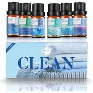 Essential Oils for Laundry - 100% Pure Essential Oils for Diffusers for Home,6x10ml(Clean)- Aromatherapy Oils for Soap,Candle Making,Humidifiers,Dryer Balls (0.35 Fl Oz (Pack of 12))