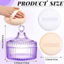 Tioncy 3 Pcs Extra Large Body Powder Puff and Container 5.43'' Glass Body Container with 5.12'' Powder Puff Glass Jar for Women's Talcum(Classic,Purple)