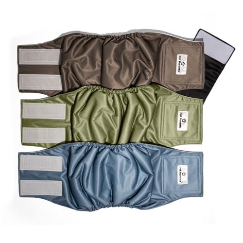 Pet Parents® Washable Belly Bands for Male Dogs (3pack) + Extendrs® of Durable Dog Diapers Male, Premium Male Dog Diapers & Dog Wraps (Medium, Koda)