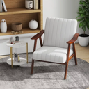 Living Room Modern Accent Chair Armchair Padded Single Couch W/ Rubberwood Frame