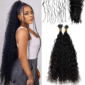 Bulk Pre Divided Human Hair for Crochet Boho Braids Extensions Curly Double Drawn Bulk Human Hair Bundles for Braiding Loose Deep Wave No Weft for Women 16inch 320 roots 100g
