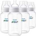 Philips Avent Anti-Colic Baby Bottles, 11oz, with Flow 3 Nipples, 3m+, 4pk, Clear, SCY106/04