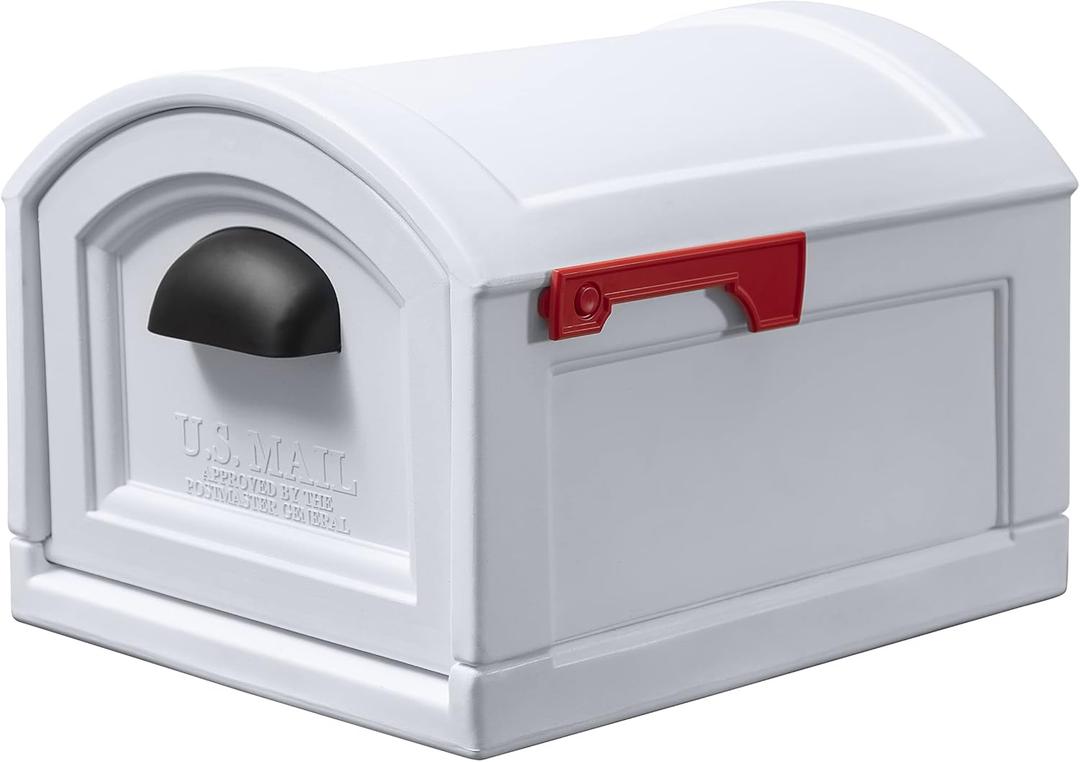 Step2 Town-to-Town XL Post-Mount Mailbox, Weather Resistant, Large Outdoor Mailboxes, Made of Durable Plastic, Easy to Install, USPS T4 Sized Mailbox, Flag Included, Classic White