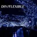 2-Pack 400 LED Solar String Lights for Outside Fairy Waterproof Outdoor with 8 Modes Christmas Tree Balcony Party Wedding Decorations (Cold White)