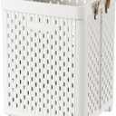 UAK Laundry Basket with Wheels, Collapsible Plastic Laundry Hamper with Handle, Foldable Laundry Basket Organizer for Laundry and Bathroom (Pure white, XXL)