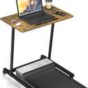 Eocnrhe Treadmill Desk, Mobile Small Standing Desk with Wheels for Walking Pad, Portable Table for Laptop, Rolling Table Adjustable Height, Bedside TableBrown, 23 inches x 23 inches x 45 inches
