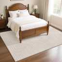 SHACOS Soft Cozy Fluffy Arch Pattern High Low Pile Area Rugs 10'x14' Large Non Slip Washable Modern Geometric Rug Scandinavian Minimalist Carpet for Living Room Bedroom Dining Room, Beige