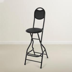 Sintuff 1 Pcs Seat Height 26 Inch Folding Bar Stool with Backrest Leather Padded Collapsible Stools for Adults Portable Black Bar Height Folding Chairs for Outdoor Indoor Kitchen Shop Cafe