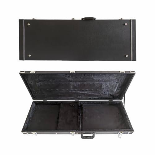 Electric Guitar Hard Case, Rectangle Wooden Hard-Shell Protective Carrying Case for ST TL Style with Lock Latch Padding (Black)