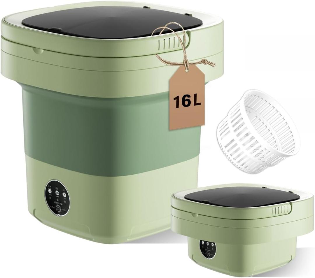 Portable Washing Machine, Mini Washer,16L Upgraded Large Capacity Foldable Washer.Deep Cleaning of Underwear, Baby Clothes and Other Small Clothes.Suitable for Apartments, Dormitories, Hotels