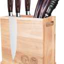 XYJ Magnetic Knife Block, Double Side Magnets, Natural Wood, Large Capacity Kitchen Storage for Knives and Utensils, Knife Holder Organizer Rack Tool without Knives, 8.5*8.5 inch without board