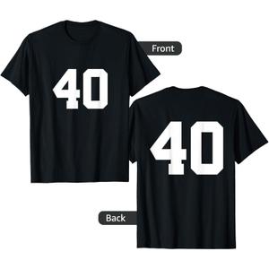 Number 40 (on Front / Back) Sports Team Jersey Number T-Shirt