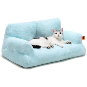 MEWOOFUN Cat Bed for Indoor Cats, Washable Dog Beds for Small Dogs & Cats, Fluffy Cat Couch with NonSlip Bottom (Blue, 26.0" L x 19.0" W x 13.0" Th)