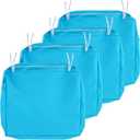 NettyPro Patio Cushion Covers Replacement Set 4 Water Repellent UV Resistant Outdoor Chair Seat Cushion Slipcover with Zipper and Tie, 24 x 24 x 4 Inch, Peacock Blue