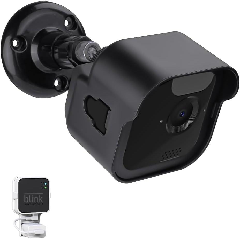 Wall Mount for Blink Outdoor 4 (4th Gen) & Blink Outdoor (3rd Gen) Camera, Weatherproof Protective Housing and 360 Degree Adjustable Mount with Sync Module 2 Mount (1 Pack Black)
